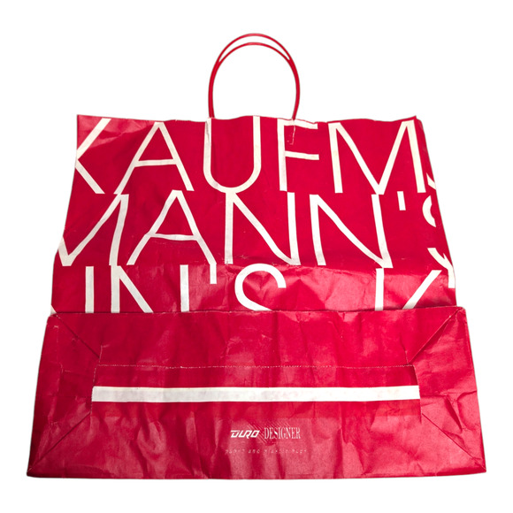 Kaufmann's Red & White Logo Spell Out Large Paper Shopping Bag Vintage Prop - Picture 6 of 9